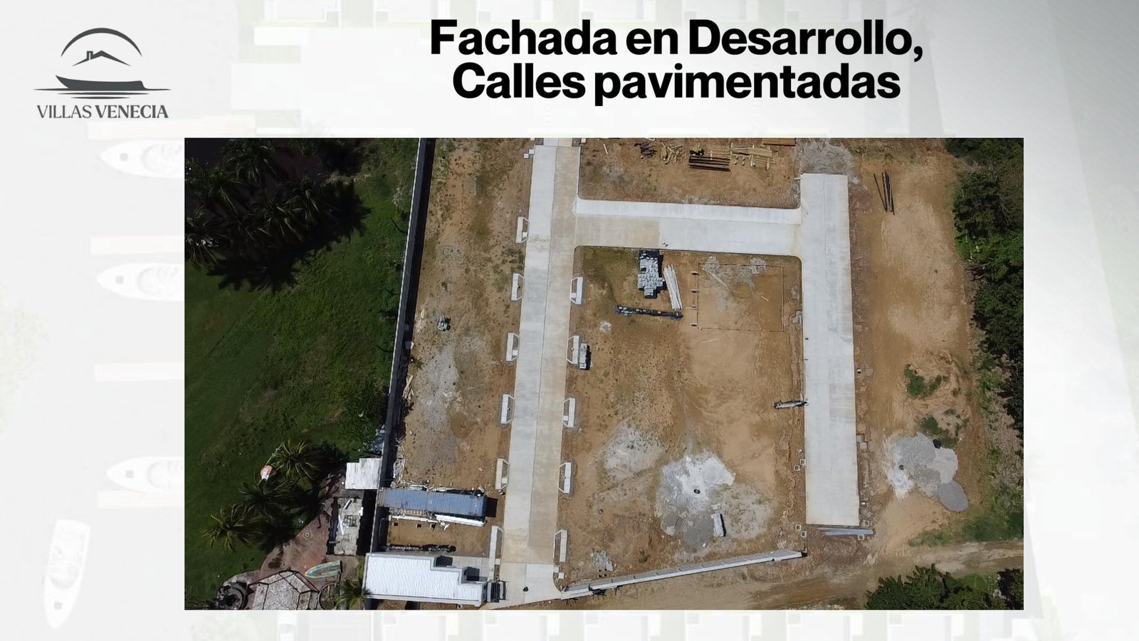 Fachada y calles pavimentadas